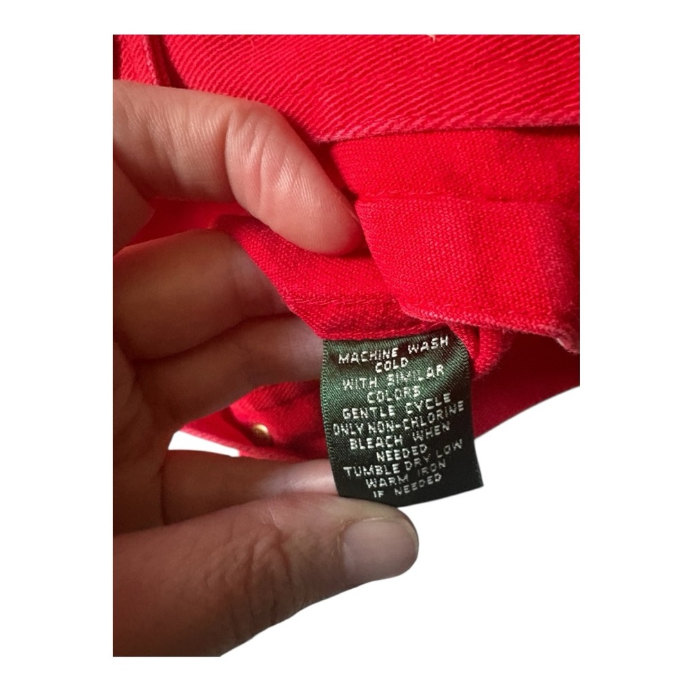 Lauren Ralph Lauren Red Denim Jacket Medium Classic Trucker - Picture 8 of 13